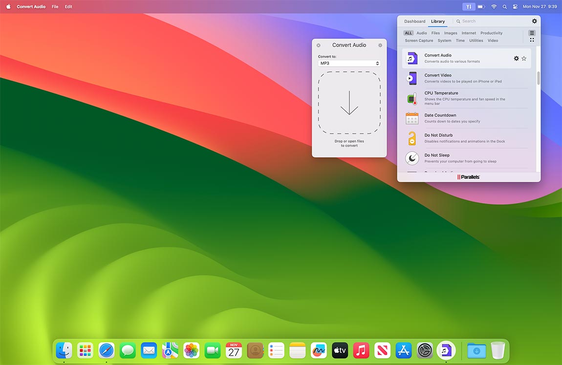 Convert Audio screen