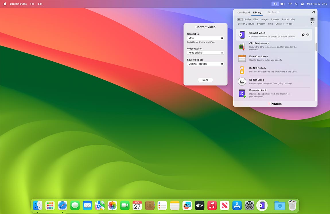 Convert Video screen