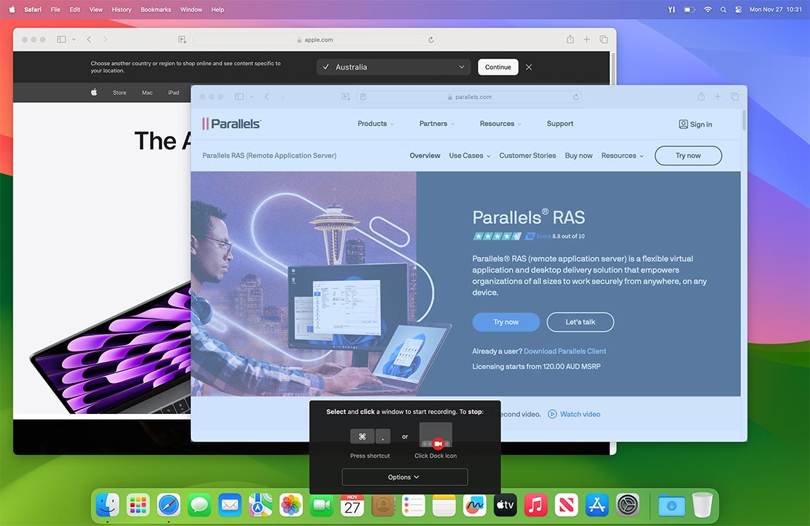 Record Window screen