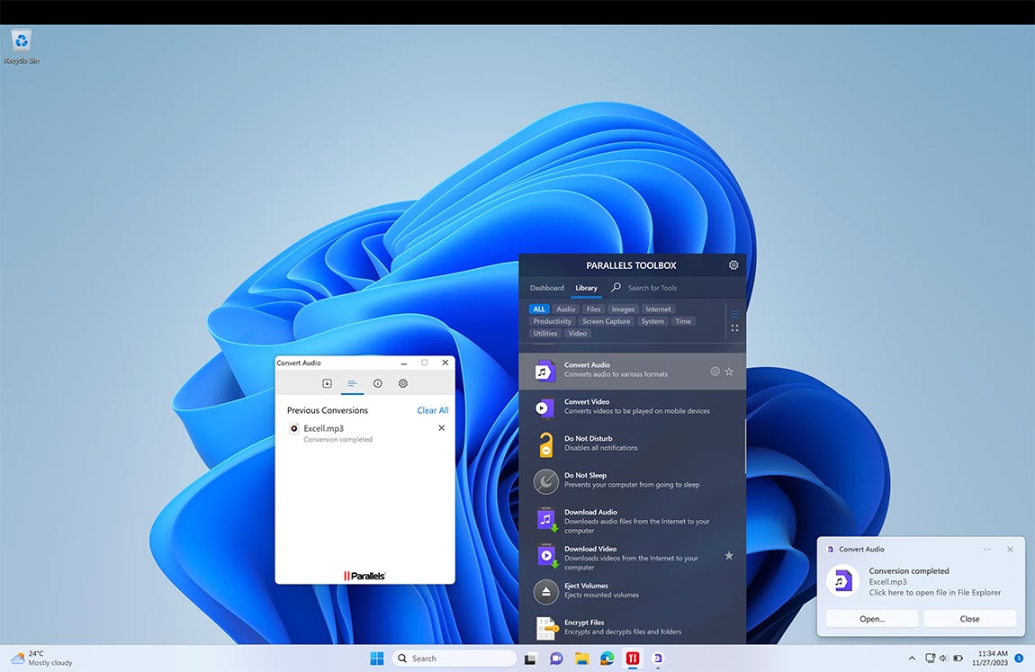 Convert Audio screen