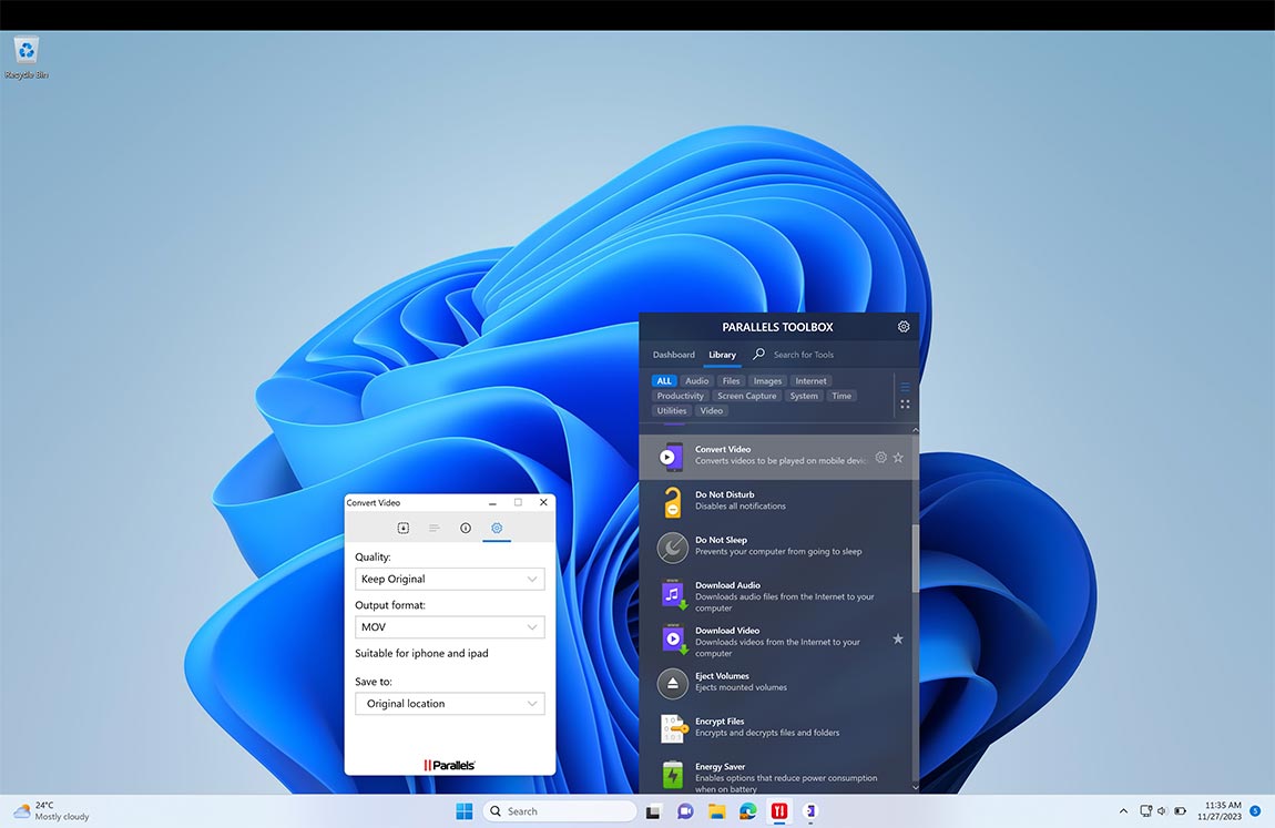 Convert Video screen