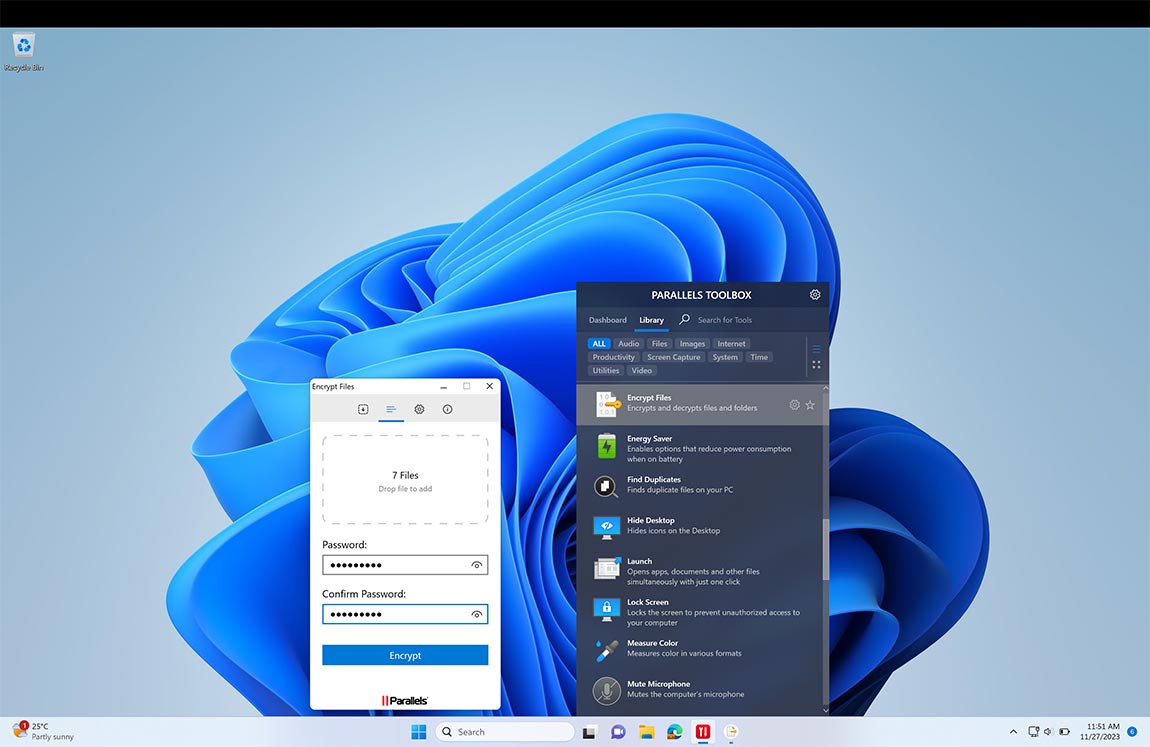 Encrypt Files screen