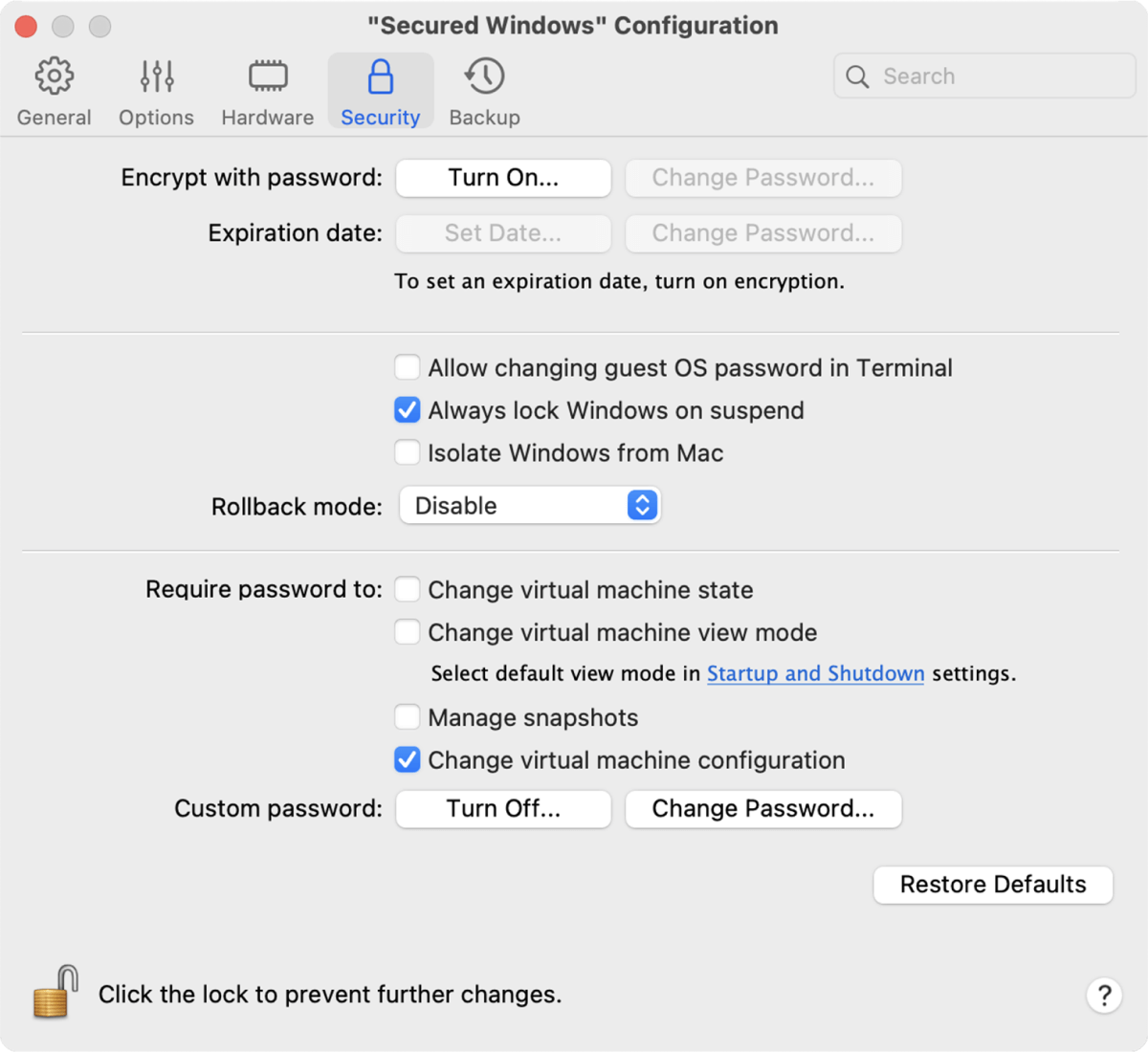 Secure virtual machines