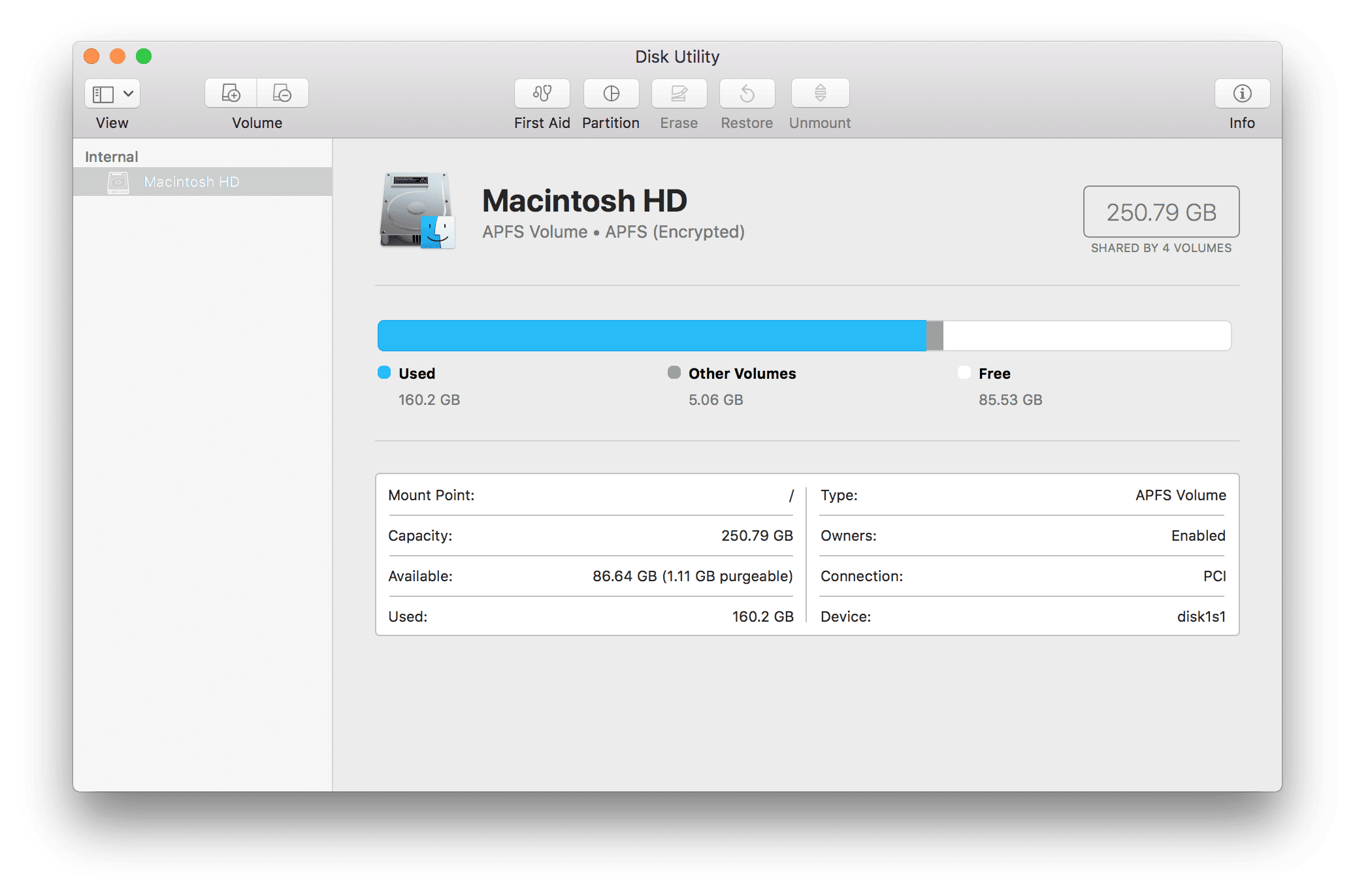 disk utility options for mac os high sierra