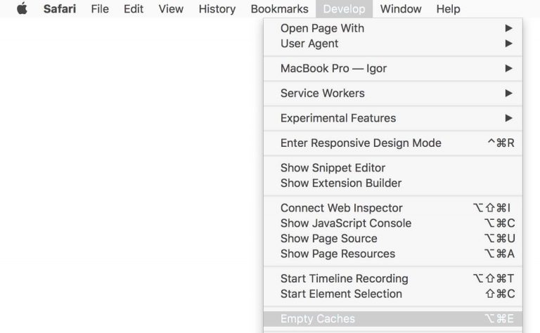 clear cache cookies temp files on a mac