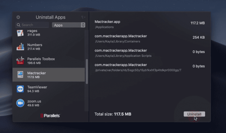 how to uninstall parallels desktop on mac
