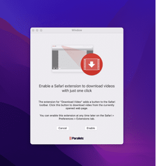 screenshot - enable safari extension and use the safari plug-in to download video 