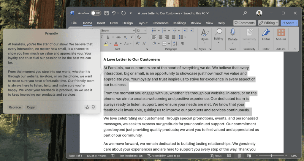 PD writing tools screenshot