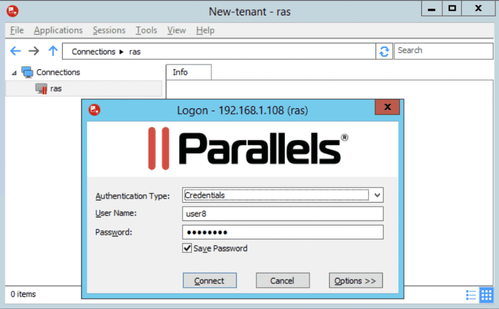 parallels client timeout