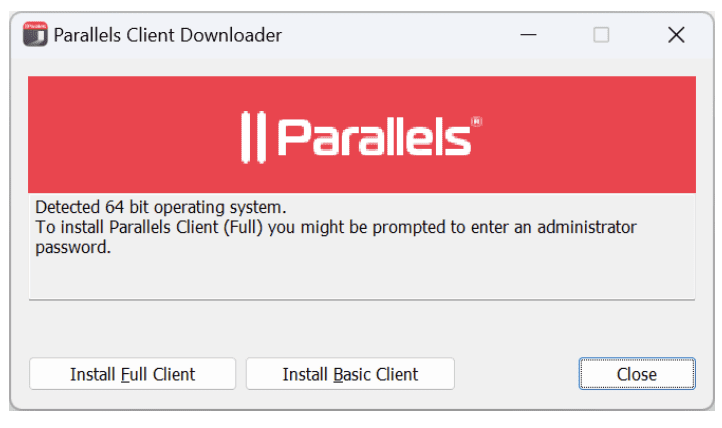 Parallels client downloader windows