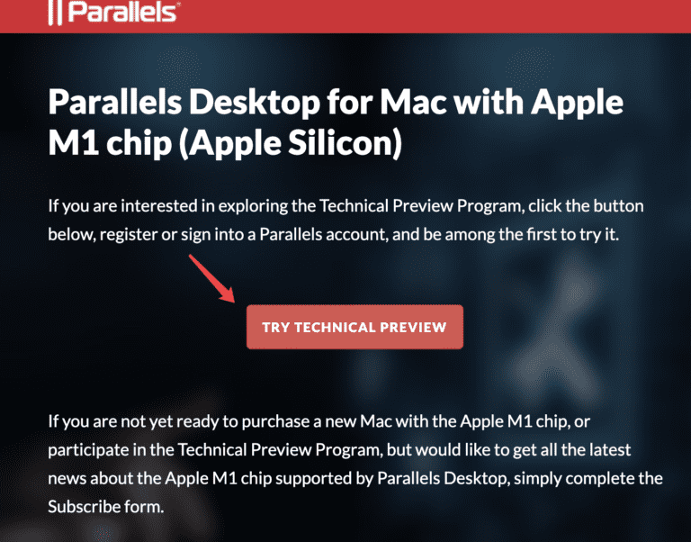 parallel desktop for mac technical preview