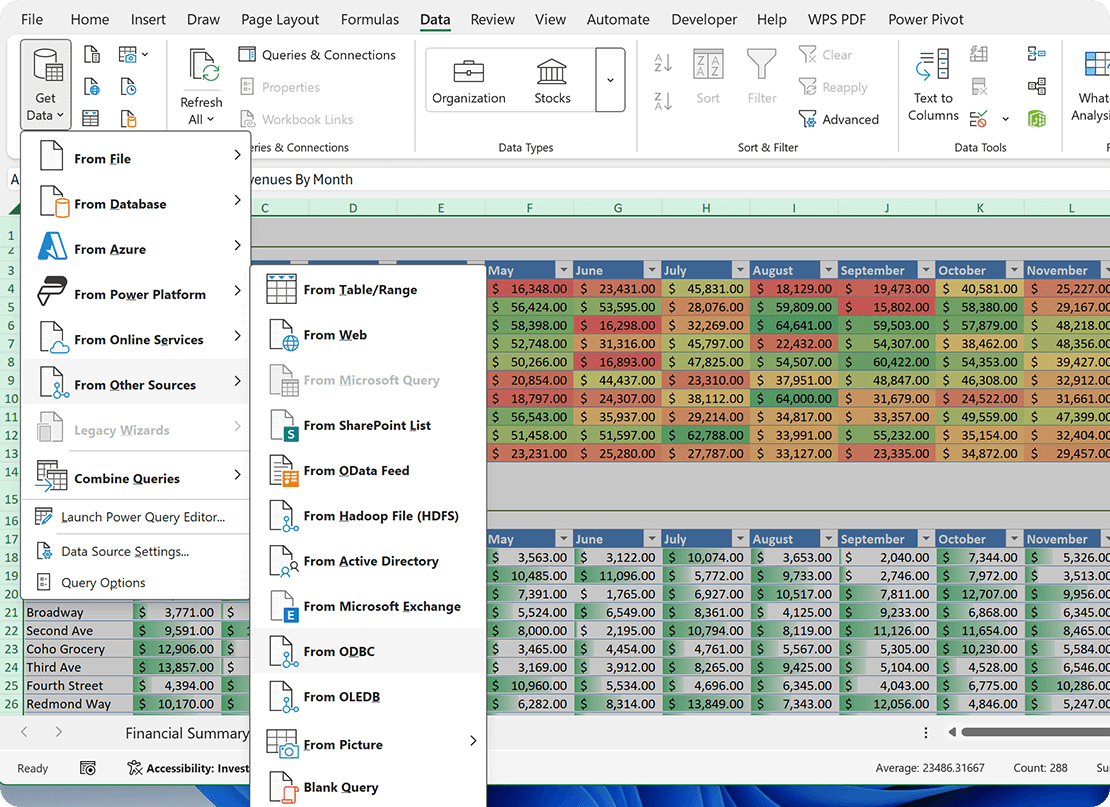 Data connectivity options