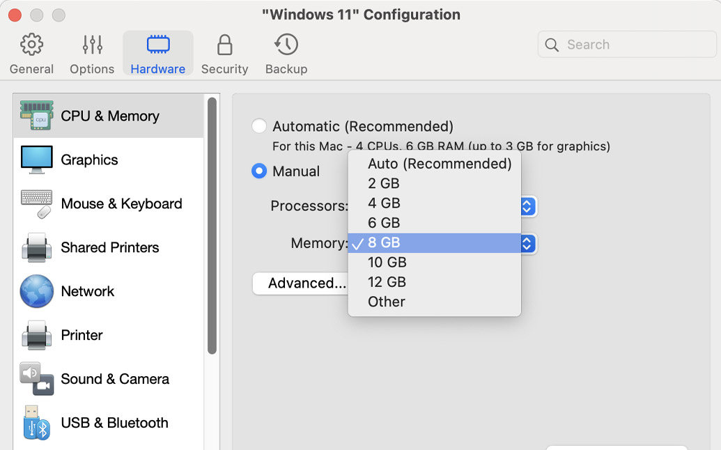 RAM allocation